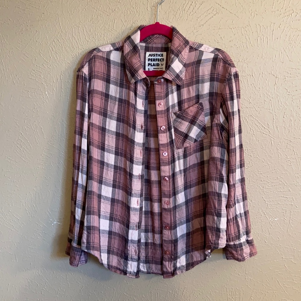 Justice perfect plaid shirt size 8 girls